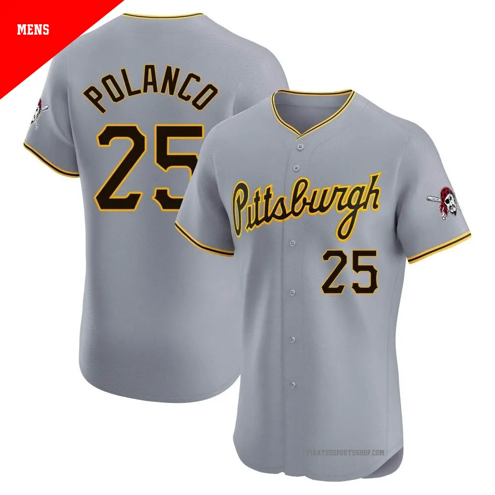 Men s 25 Gregory Polanco Pittsburgh Pirates Gold Replica 2023 City Connect Jersey