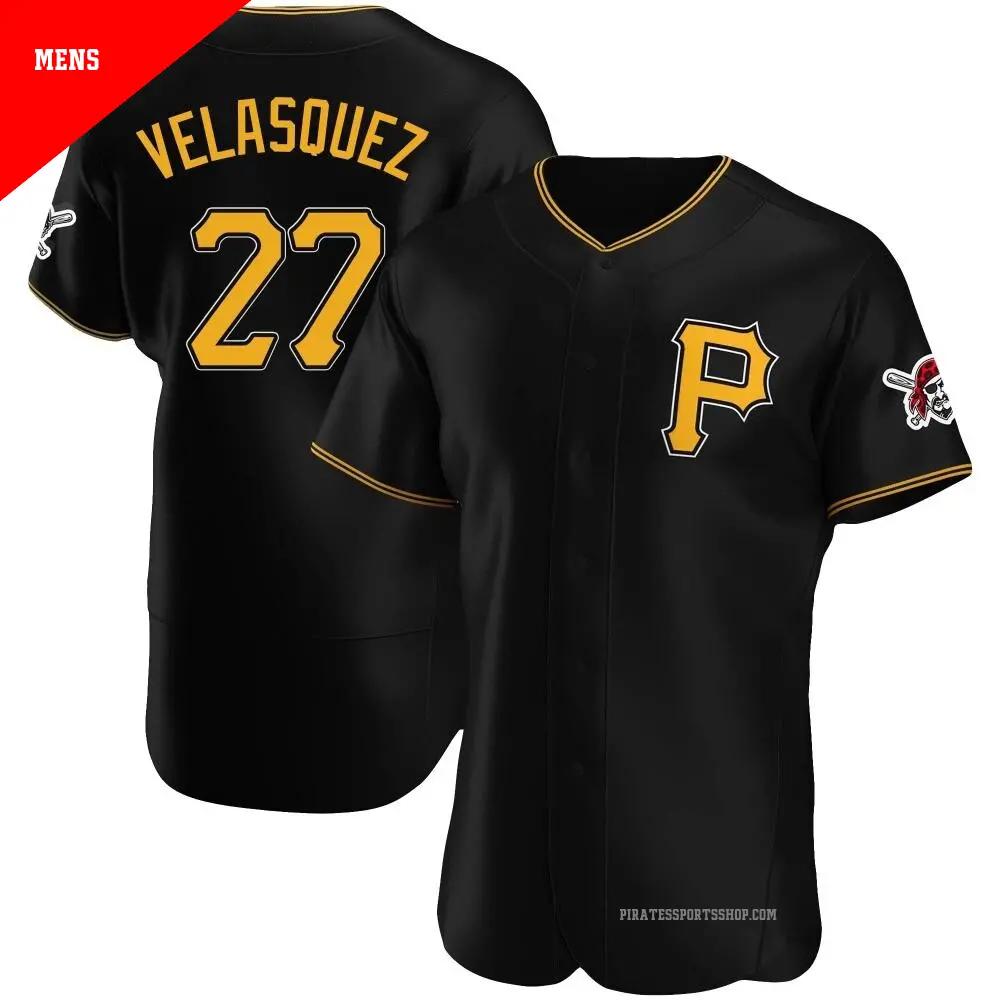 Men's ＃27 Vince Velasquez Pittsburgh Pirates Black Authentic Alternate Jersey