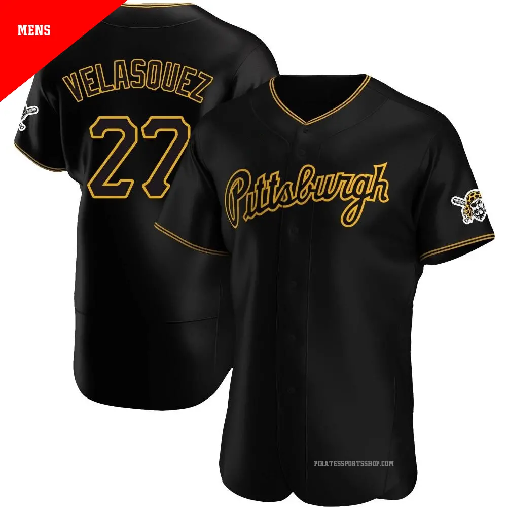 Men's ＃27 Vince Velasquez Pittsburgh Pirates Black Authentic Alternate Team Jersey