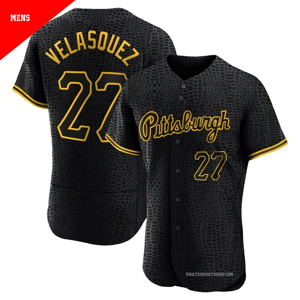 Men's ＃27 Vince Velasquez Pittsburgh Pirates Black Authentic Snake Skin City Jersey