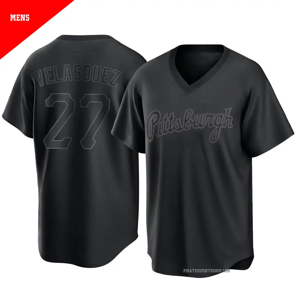 Men's ＃27 Vince Velasquez Pittsburgh Pirates Black Replica Pitch Fashion Jersey