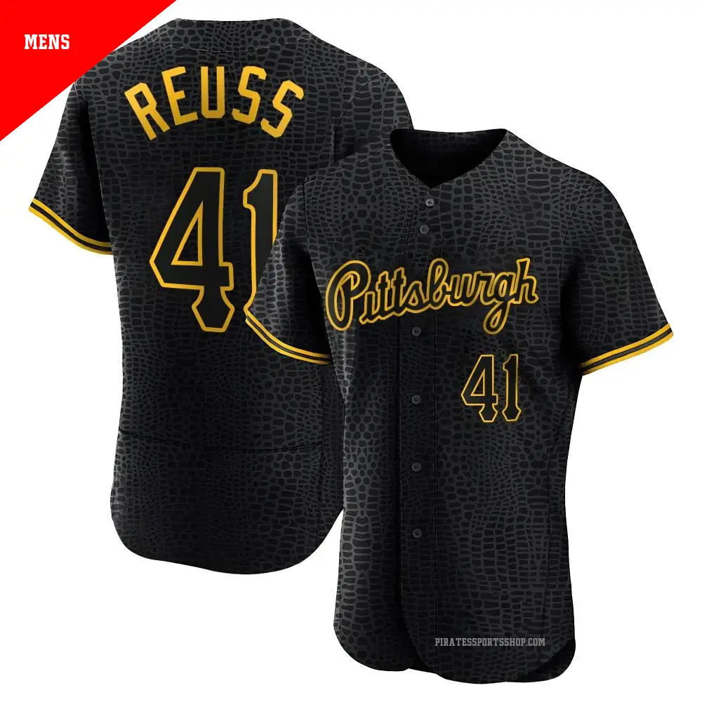 Men's ＃41 Jerry Reuss Pittsburgh Pirates Black Authentic Snake Skin City Jersey