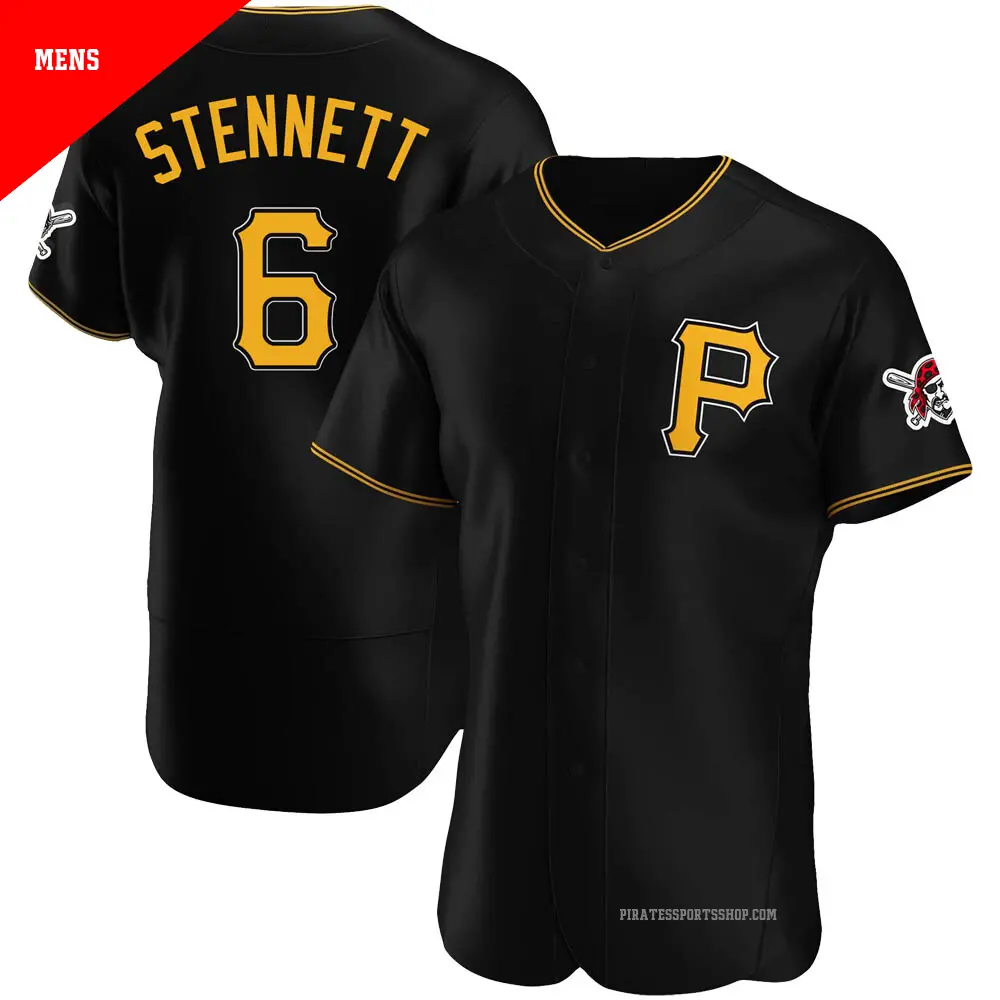 Men's ＃6 Rennie Stennett Pittsburgh Pirates Black Authentic Alternate Jersey