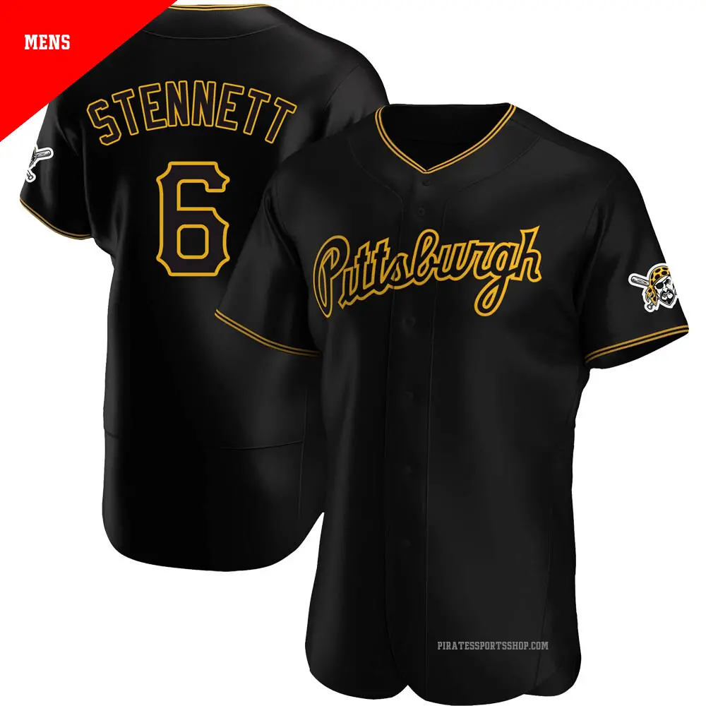 Men's ＃6 Rennie Stennett Pittsburgh Pirates Black Authentic Alternate Team Jersey