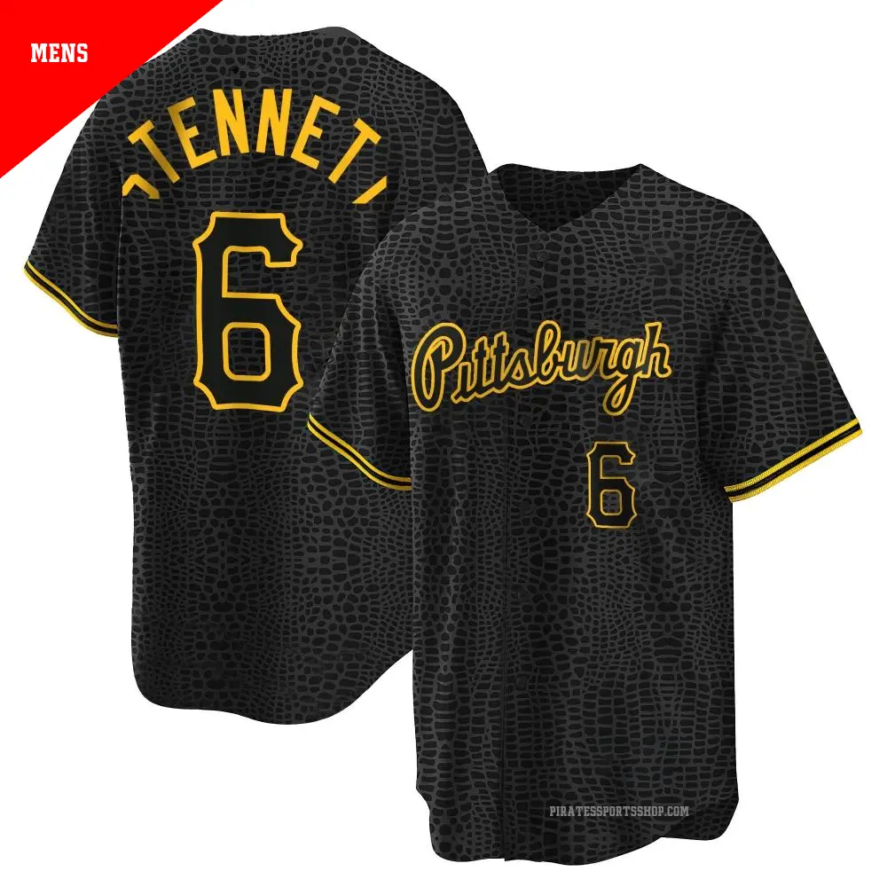 Men's ＃6 Rennie Stennett Pittsburgh Pirates Black Replica Snake Skin City Jersey