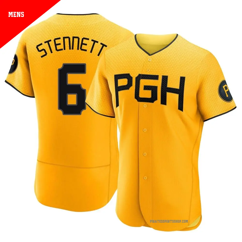 Men's ＃6 Rennie Stennett Pittsburgh Pirates Gold Authentic 2023 City Connect Jersey