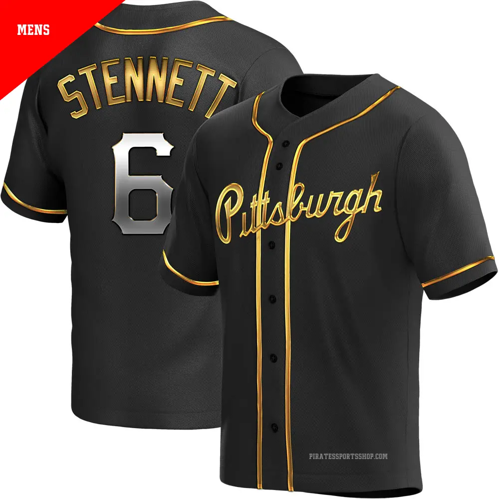 Men's ＃6 Rennie Stennett Pittsburgh Pirates Gold Replica Black en Alternate Jersey