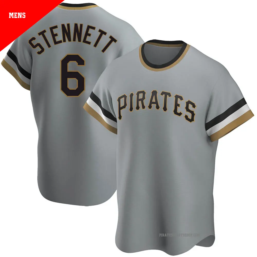 Men's ＃6 Rennie Stennett Pittsburgh Pirates Gray Replica Road Cooperstown Collection Jersey