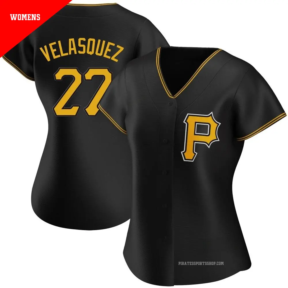 Women's ＃27 Vince Velasquez Pittsburgh Pirates Black Authentic Alternate Jersey