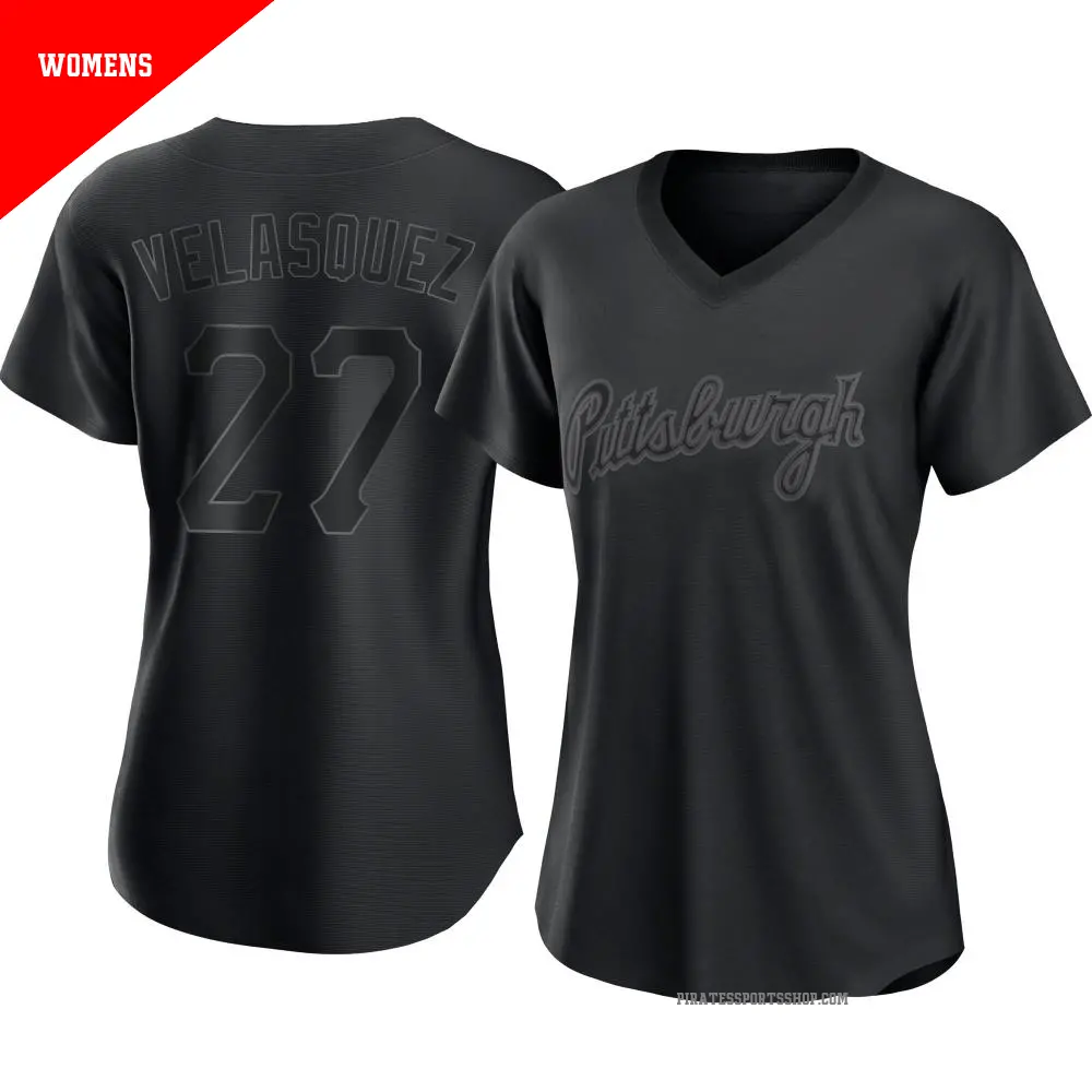 Women's ＃27 Vince Velasquez Pittsburgh Pirates Black Authentic Pitch Fashion Jersey