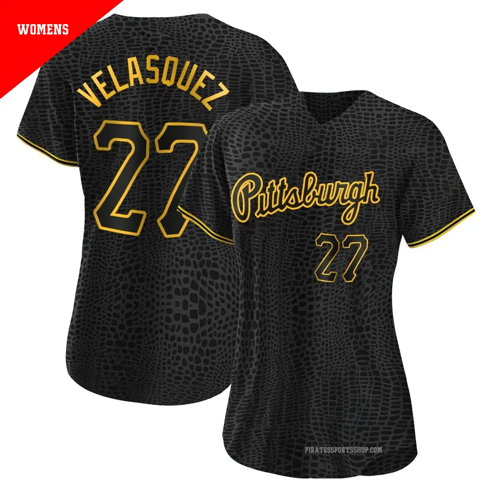 Women's ＃27 Vince Velasquez Pittsburgh Pirates Black Authentic Snake Skin City Jersey