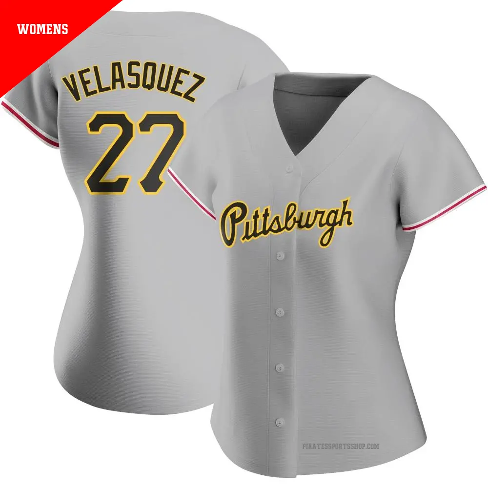 Women's ＃27 Vince Velasquez Pittsburgh Pirates Gray Authentic Road Jersey