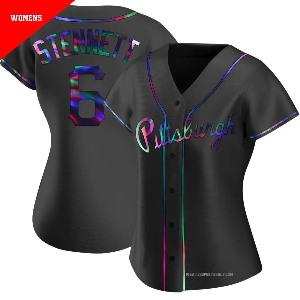 Women's ＃6 Rennie Stennett Pittsburgh Pirates Black Replica Holographic Alternate Jersey