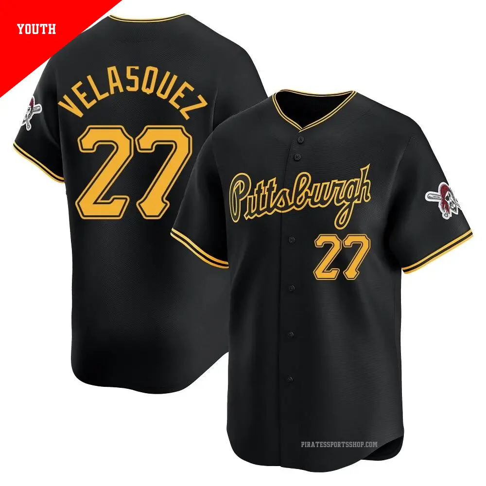 Youth ＃27 Vince Velasquez Pittsburgh Pirates Black Limited Alternate Jersey