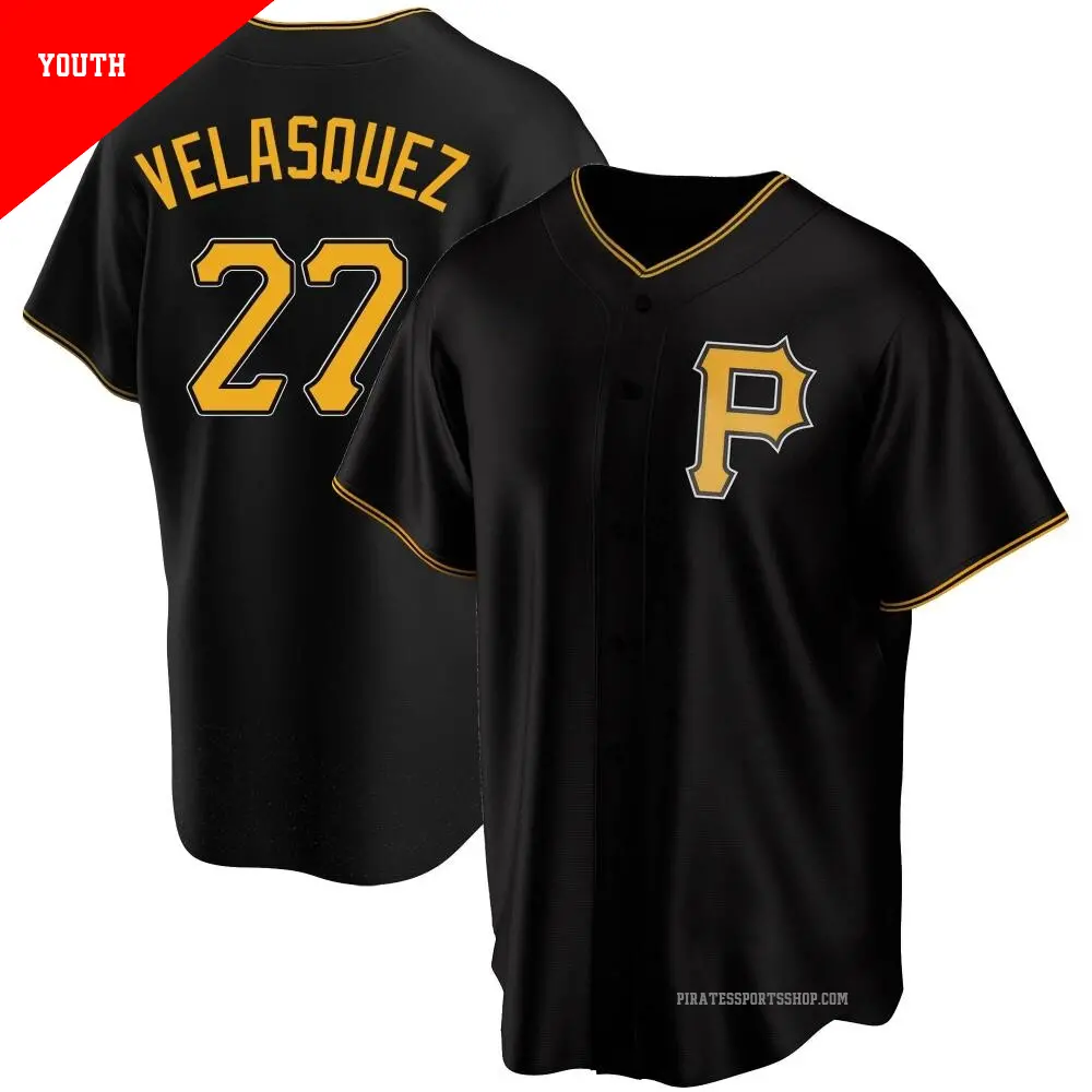 Youth ＃27 Vince Velasquez Pittsburgh Pirates Black Replica Alternate Jersey