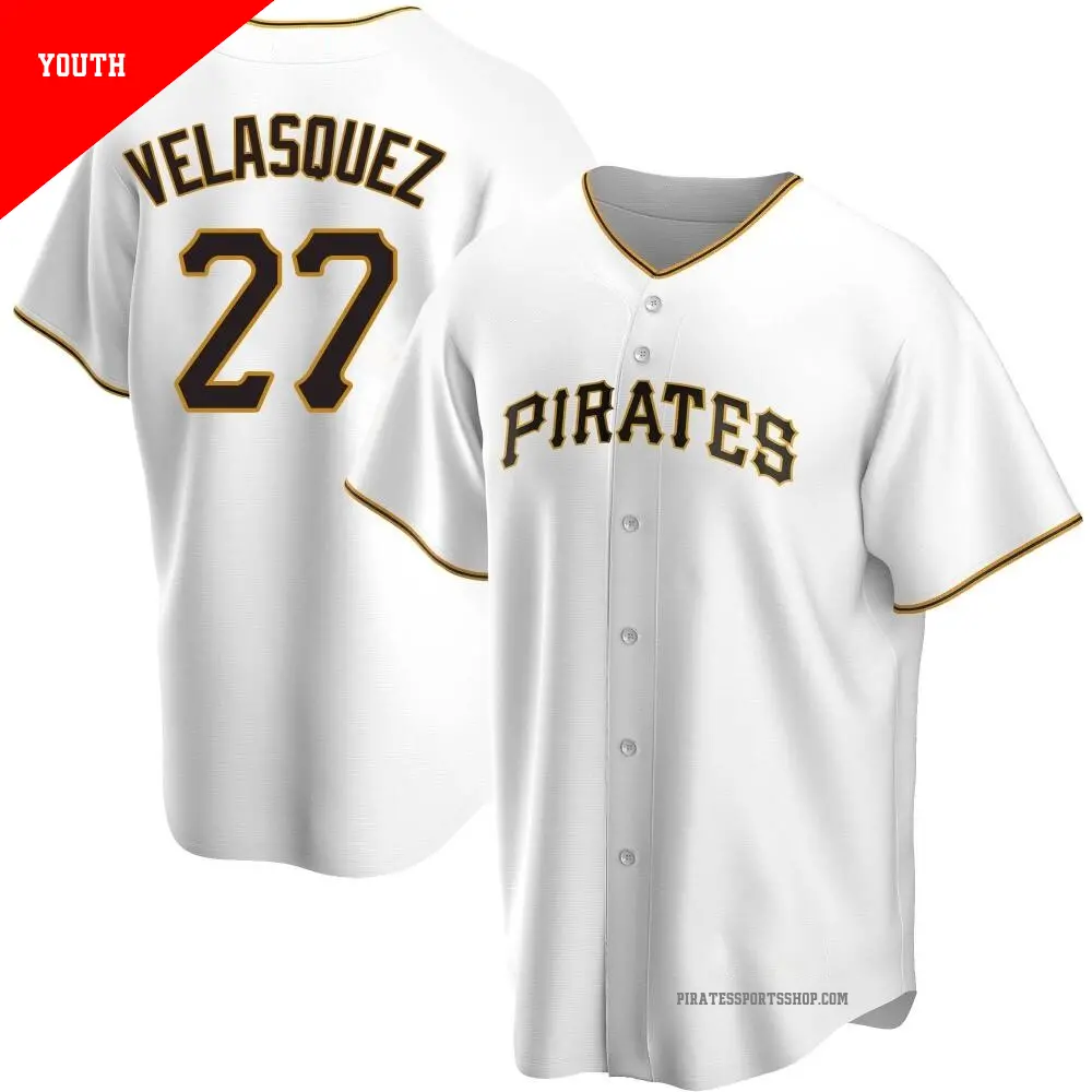 Youth ＃27 Vince Velasquez Pittsburgh Pirates White Replica Home Jersey