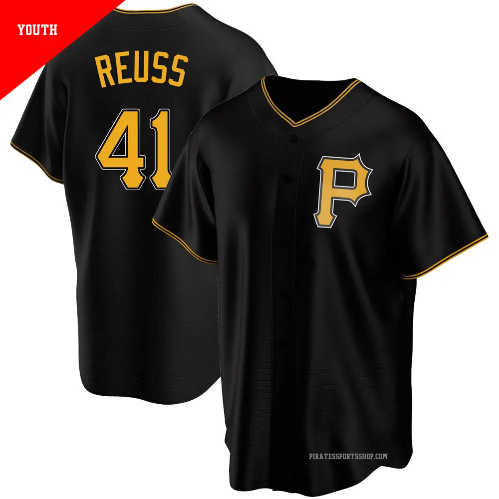 Youth ＃41 Jerry Reuss Pittsburgh Pirates Black Replica Alternate Jersey