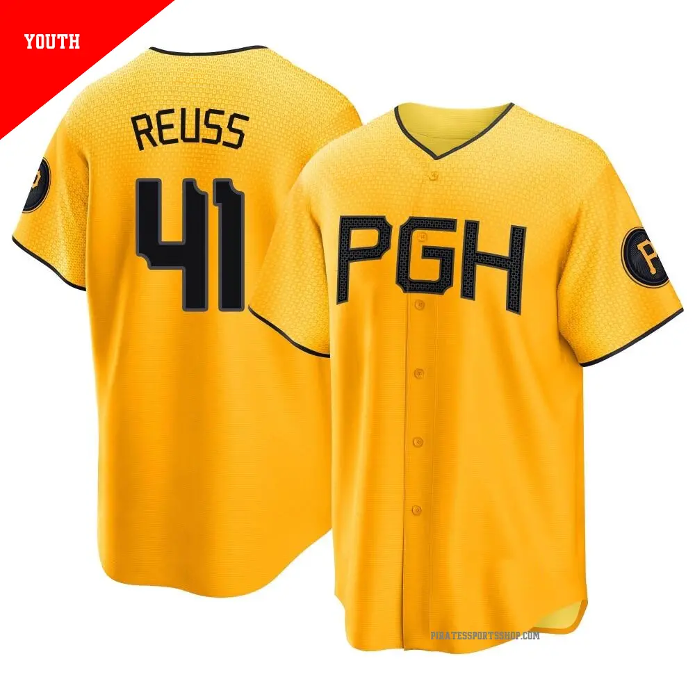 Youth ＃41 Jerry Reuss Pittsburgh Pirates Gold Replica 2023 City Connect Jersey