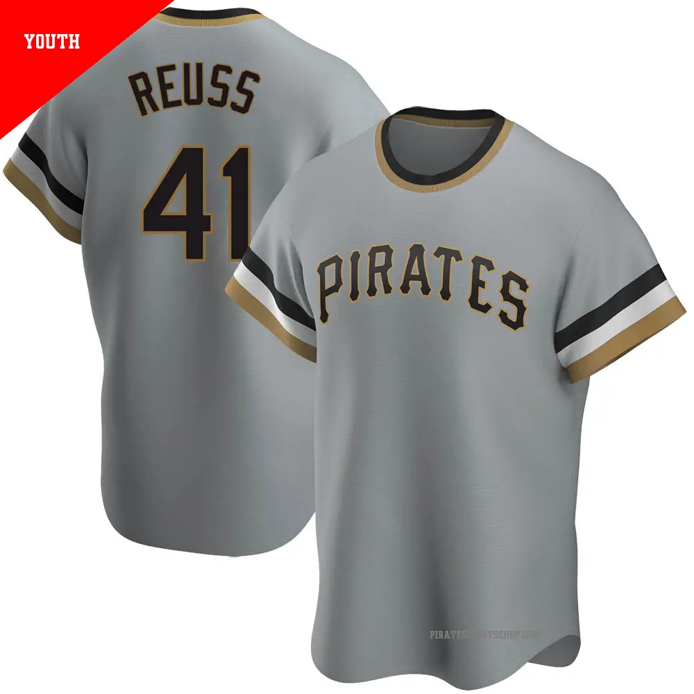 Youth ＃41 Jerry Reuss Pittsburgh Pirates Gray Replica Road Cooperstown Collection Jersey