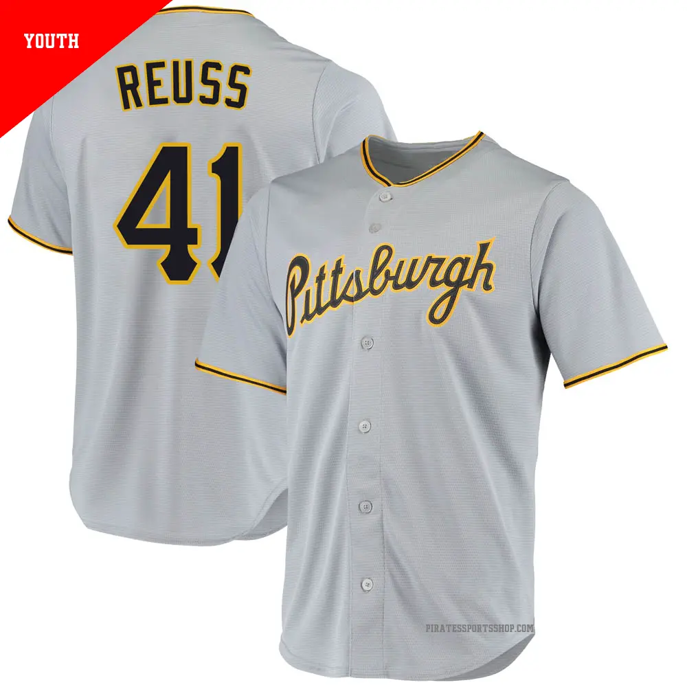 Youth ＃41 Jerry Reuss Pittsburgh Pirates Gray Replica Road Jersey