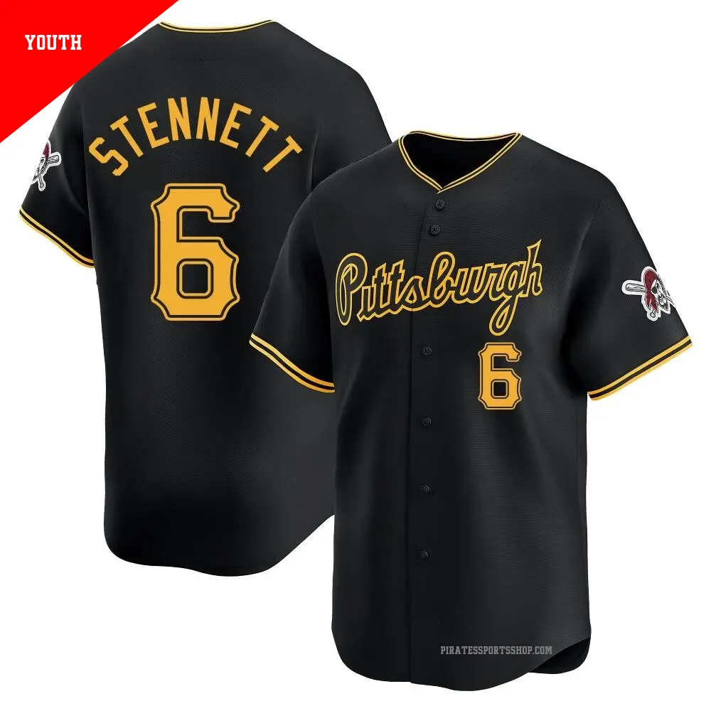 Youth ＃6 Rennie Stennett Pittsburgh Pirates Black Limited Alternate Jersey