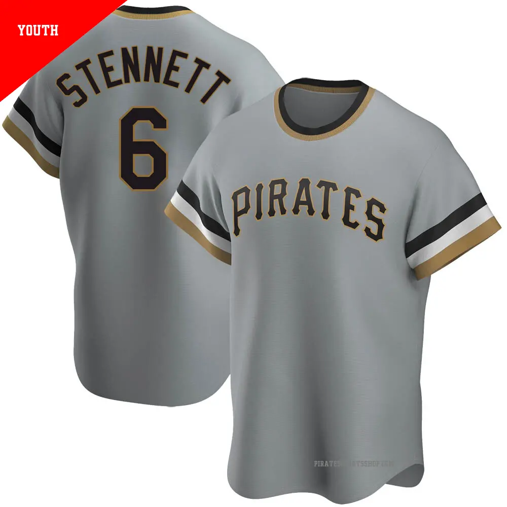 Youth ＃6 Rennie Stennett Pittsburgh Pirates Gray Replica Road Cooperstown Collection Jersey