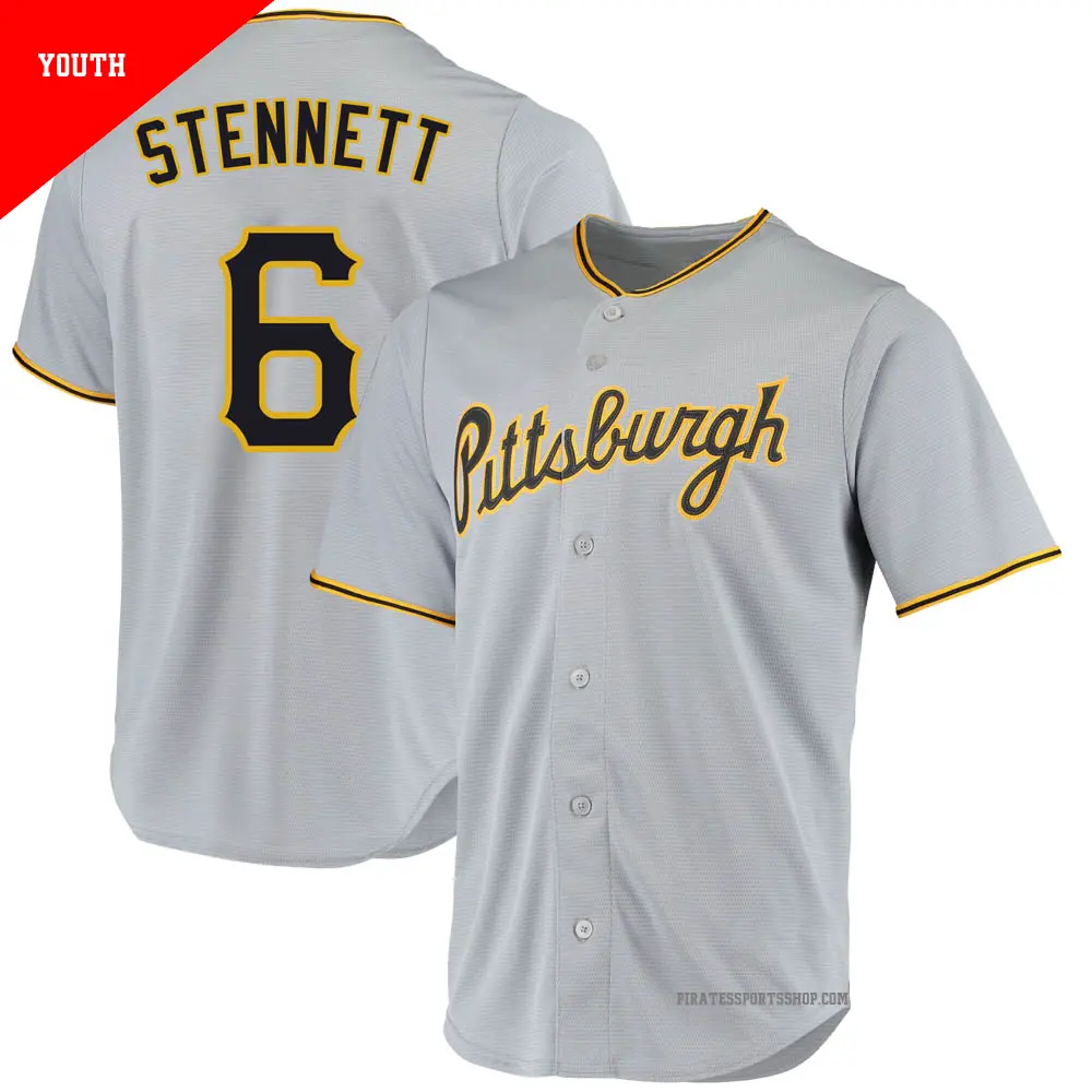 Youth ＃6 Rennie Stennett Pittsburgh Pirates Gray Replica Road Jersey